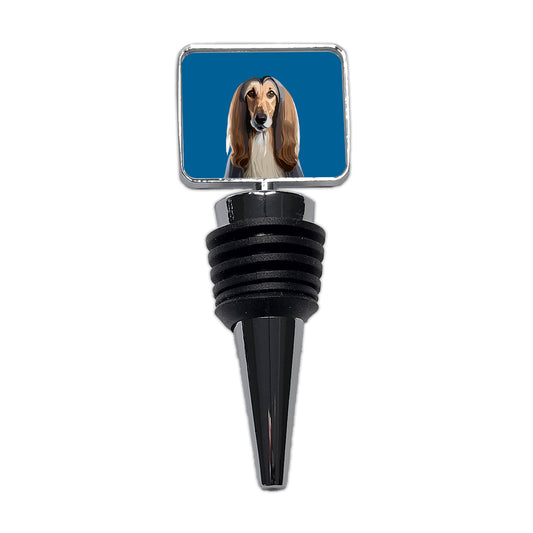 Afghan Hound Dog Staring Wine Bottle Stopper
