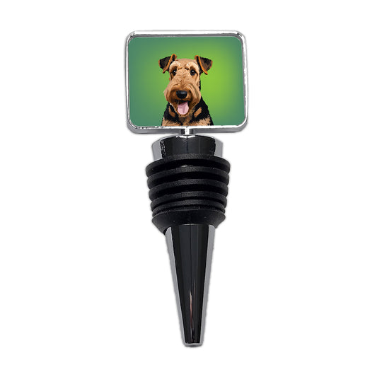 Airedale Terrier Dog Portrait Wine Bottle Stopper