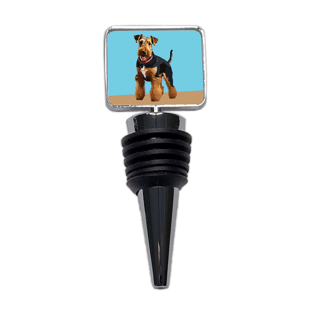 Airedale Terrier Dog Standing Wine Bottle Stopper