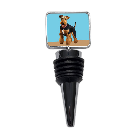 Airedale Terrier Dog Standing Wine Bottle Stopper