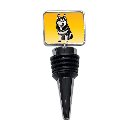 Alaskan Malamute Dog Sitting Wine Bottle Stopper