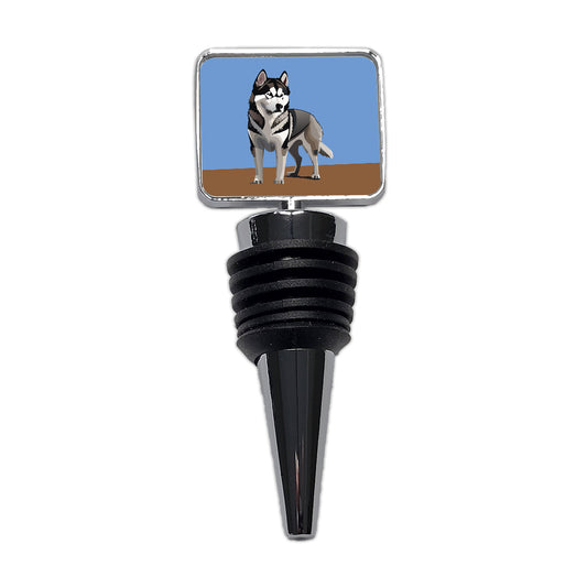 Alaskan Malamute Dog Standing Wine Bottle Stopper