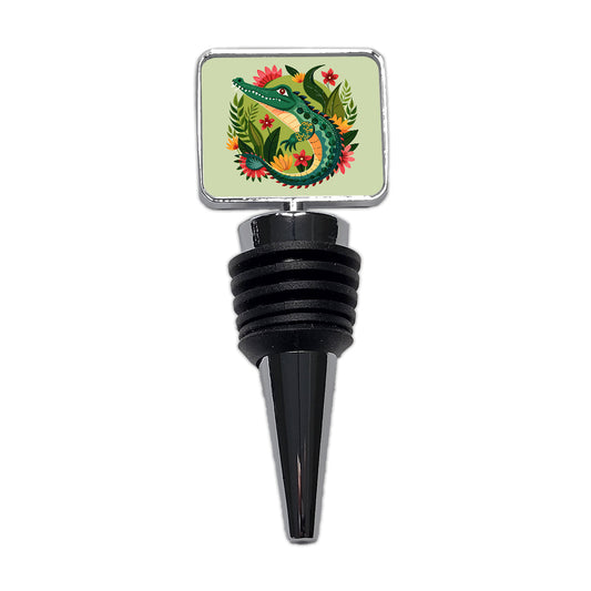 Alligator Floral Flowers Wine Bottle Stopper
