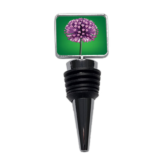 Allium Flower Purple Watercolor Wine Bottle Stopper