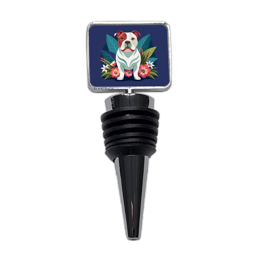 American Bulldog Floral Flowers Wine Bottle Stopper
