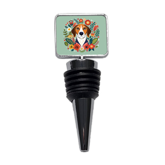 American English Coonhound Dog Floral Flowers Wine Bottle Stopper