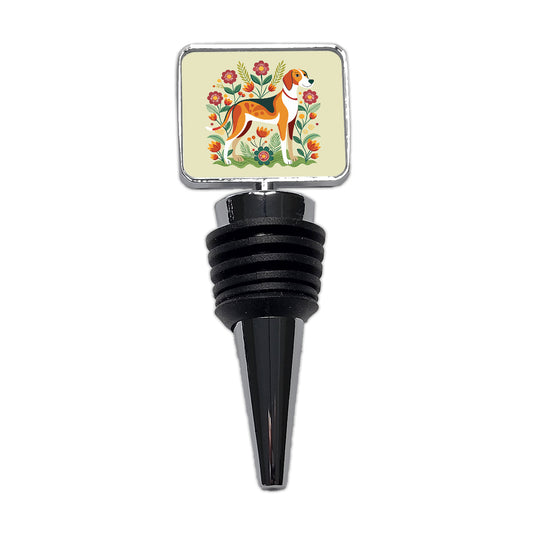 American Foxhound Dog Floral Flowers Wine Bottle Stopper