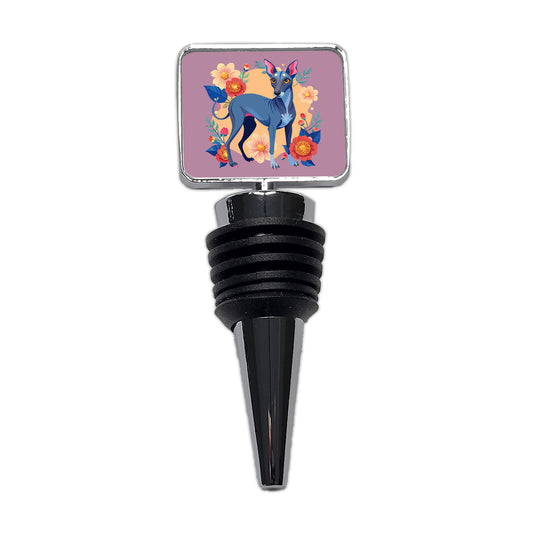 American Hairless Terrier Dog Floral Flowers Wine Bottle Stopper