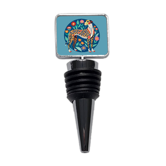 American Leopard Hound Dog Floral Flowers Wine Bottle Stopper