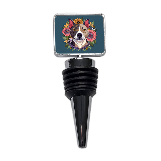 American Staffordshire Terrier Dog Floral Flowers Wine Bottle Stopper