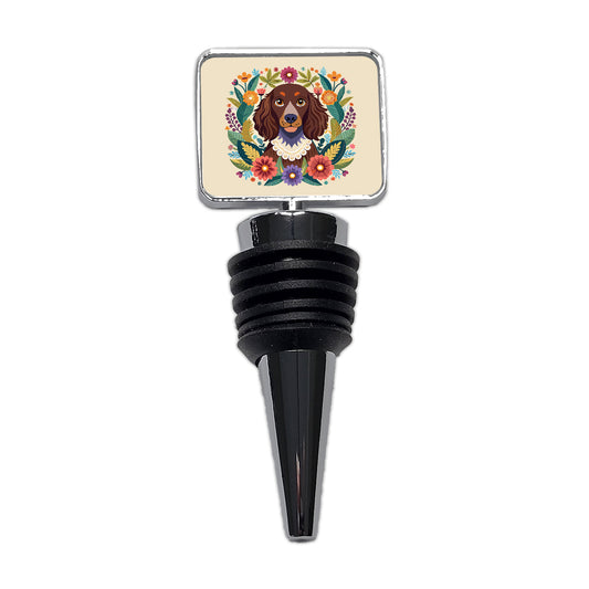 American Water Spaniel Dog Floral Flowers Wine Bottle Stopper