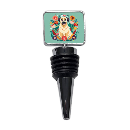 Anatolian Shepherd Dog Floral Flowers Wine Bottle Stopper