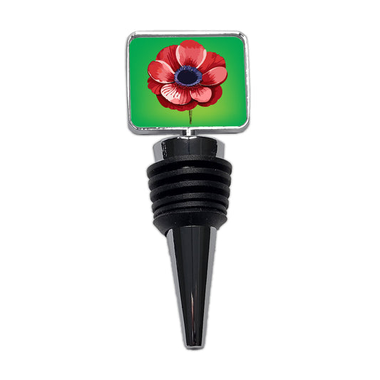 Anemone Flower Watercolor Red Wine Bottle Stopper