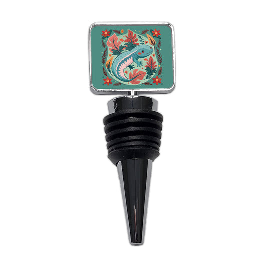 Axolotl Floral Motif Wine Bottle Stopper