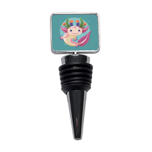 Axolotl Head Floral Flowers Wine Bottle Stopper