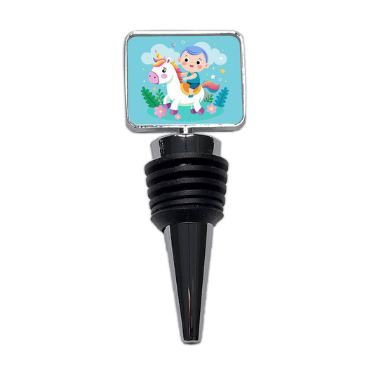Baby Riding Unicorn Cute Funny Wine Bottle Stopper