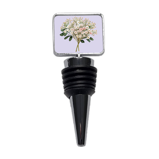 Baby's Breath Flowers White Wine Bottle Stopper