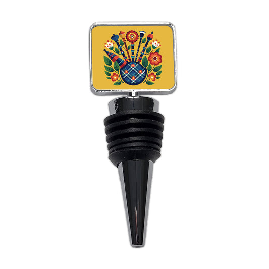 Bagpipes Music Floral Motif Wine Bottle Stopper