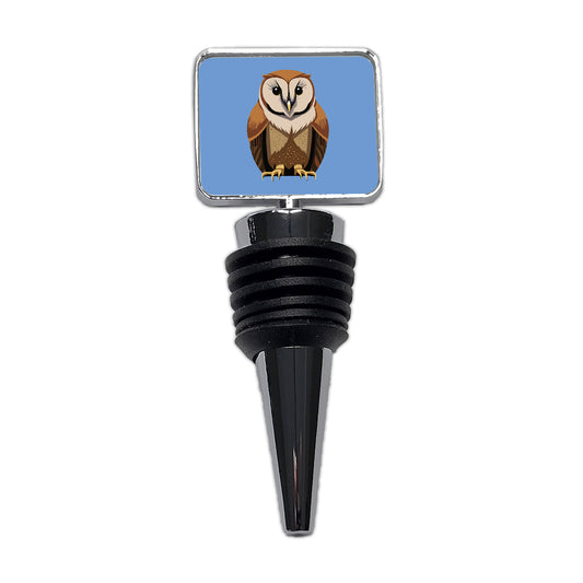 Barn Owl Staring Wine Bottle Stopper