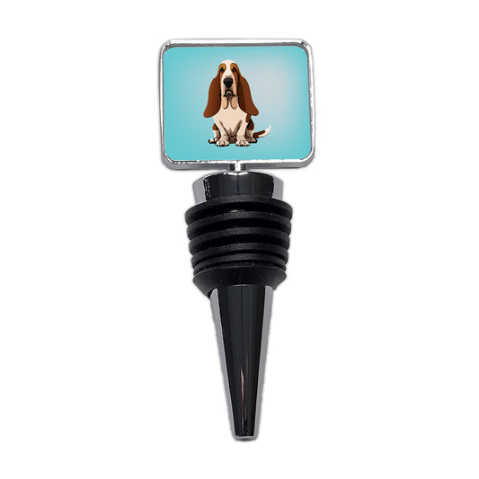 Basset Hound Dog Sitting Wine Bottle Stopper