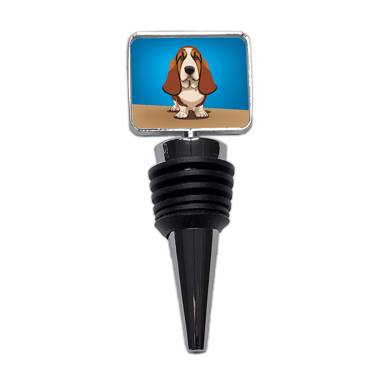 Basset Hound Staring Wine Bottle Stopper