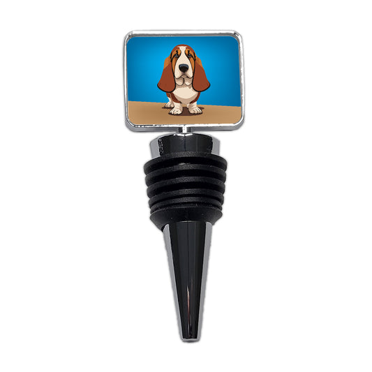 Basset Hound Staring Wine Bottle Stopper