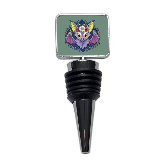 Bat Floral Flowers Halloween Wine Bottle Stopper
