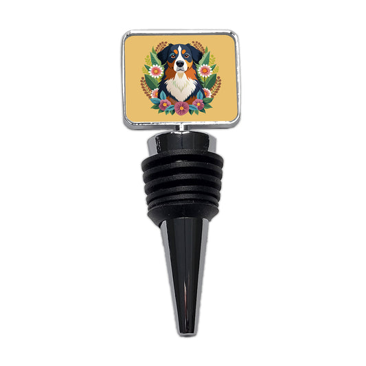 Bernese Mountain Dog Floral Flowers Wine Bottle Stopper