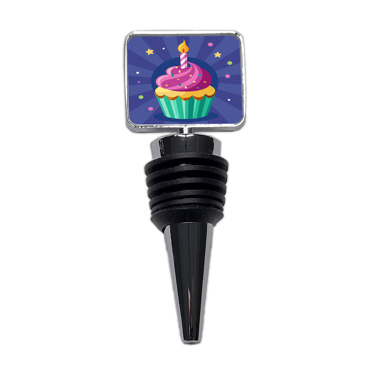 Birthday Cupcake with Candle Wine Bottle Stopper