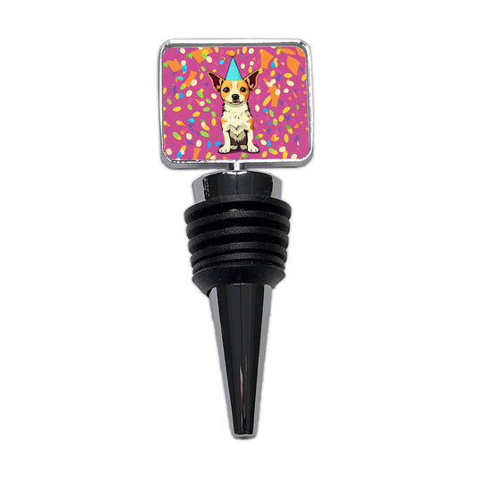 Birthday Dog Confetti Background Wine Bottle Stopper