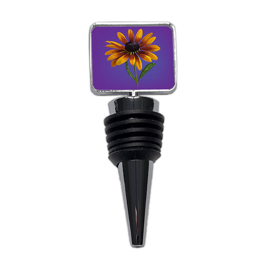 Black Eyed Susan Flower Yellow Watercolor Wine Bottle Stopper