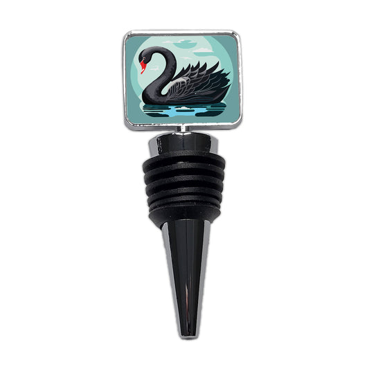 Black Swan Swimming Wine Bottle Stopper