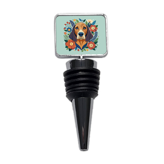 Bloodhound Dog Floral Flowers Wine Bottle Stopper