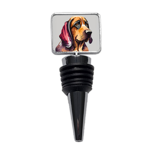 Bloodhound Dog Watercolor Wine Bottle Stopper