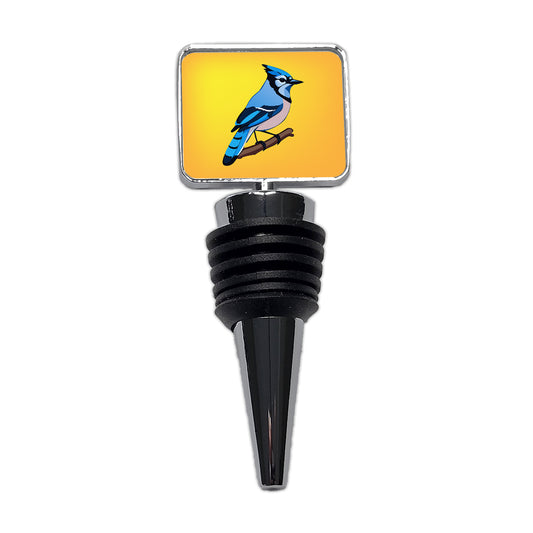 Blue Jay on Branch Wine Bottle Stopper