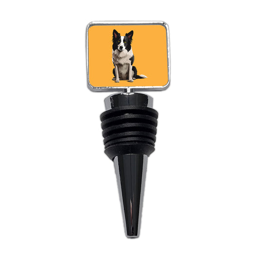 Border Collie Sitting Wine Bottle Stopper