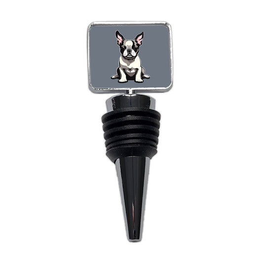 Boston Terrier Dog Sitting Wine Bottle Stopper