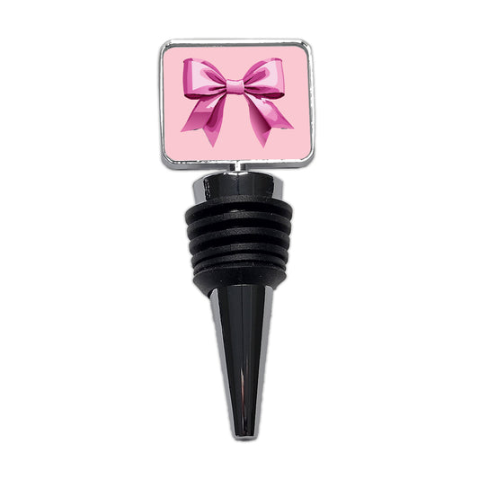 Bow Cheerleading Coquette Pink Wine Bottle Stopper