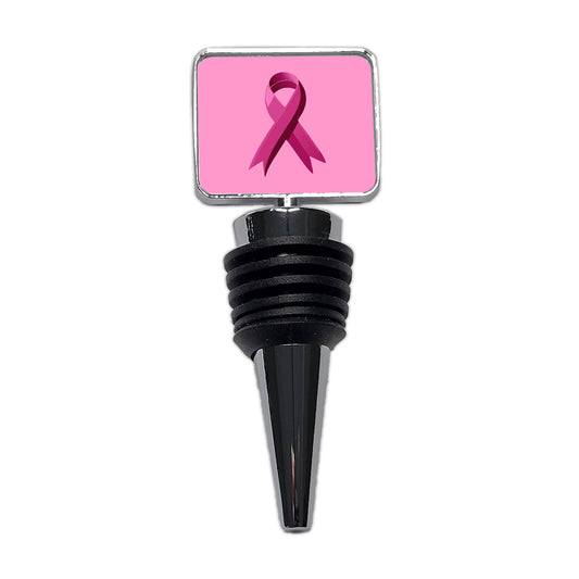 Breast Cancer Awareness Ribbon Pink Wine Bottle Stopper