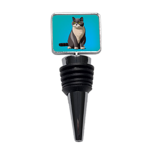 British Shorthair Cat Sitting Wine Bottle Stopper