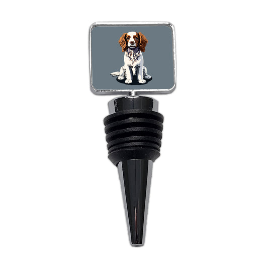 Brittany Spaniel Dog Sitting Wine Bottle Stopper