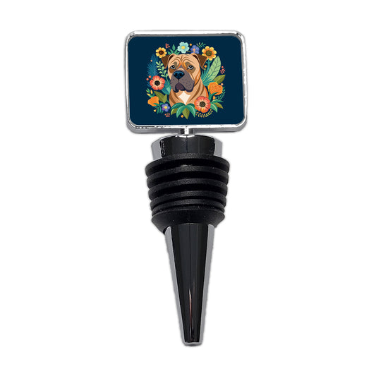 Bullmastiff Dog Floral Flowers Wine Bottle Stopper