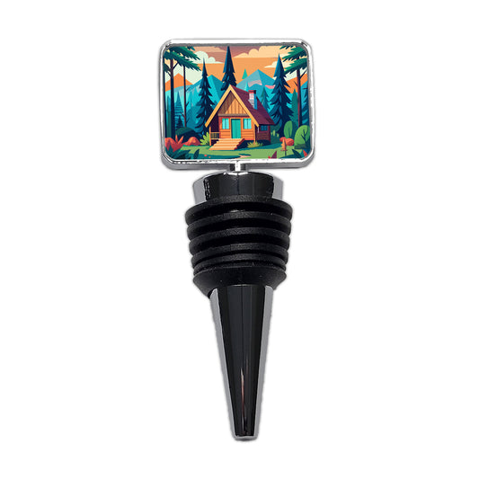 Cabin in the Forest Rustic Log Wine Bottle Stopper