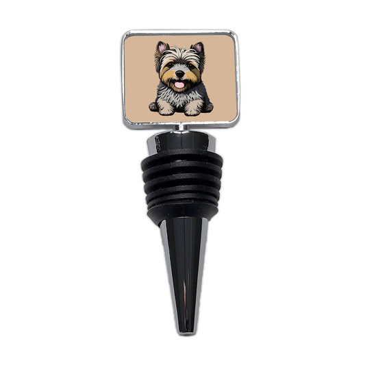 Cairn Terrier Dog Sitting Wine Bottle Stopper