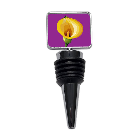 Calla Lily Flower Yellow Wine Bottle Stopper