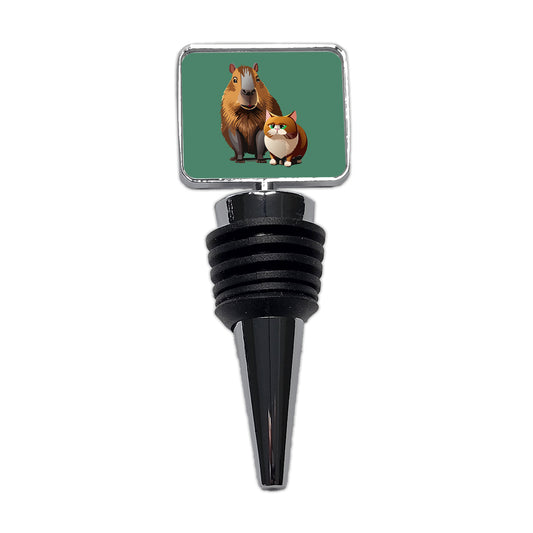 Capybara and Cat Best Friends BFF Cute Wine Bottle Stopper
