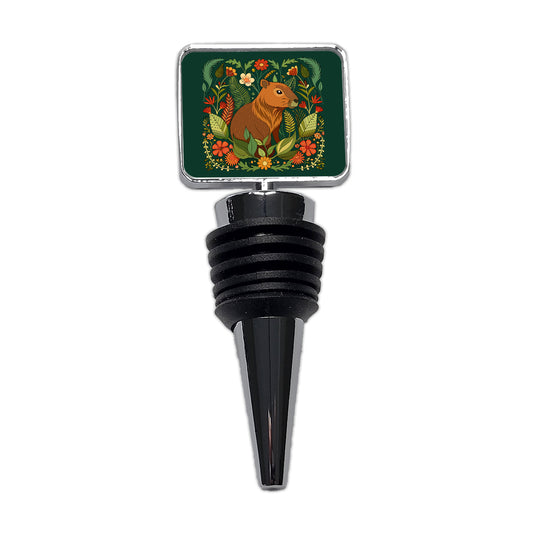 Capybara Botanical Art Nouveau Wine Bottle Stopper