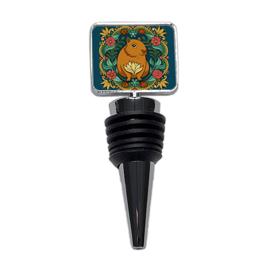 Capybara Floral Art Nouveau Flowers Elegant Wine Bottle Stopper