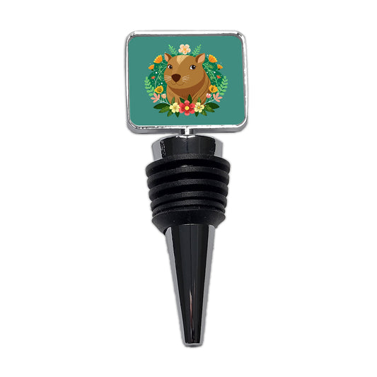 Capybara Head Floral Flowers Wine Bottle Stopper
