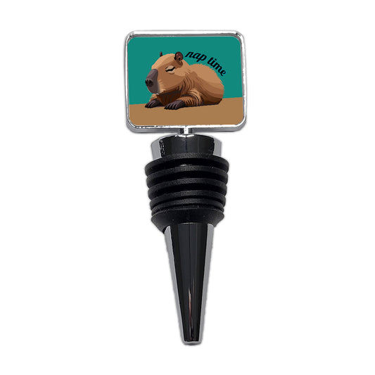 Capybara Nap Time Napping Sleeping Tired Wine Bottle Stopper